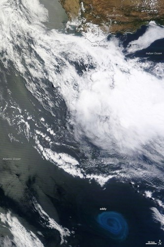 Deep ocean eddy - showing its position in relation to Africa ©  SW